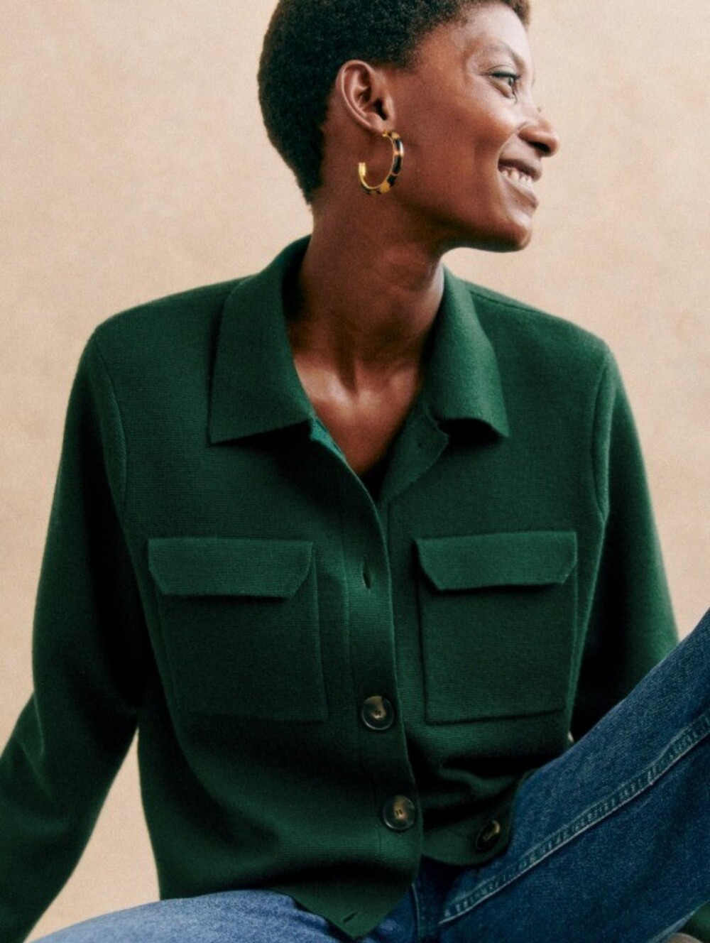 Sezane Betty Cardigan - Bottle green XXS